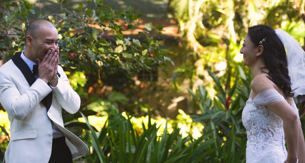 First look Maui Wedding